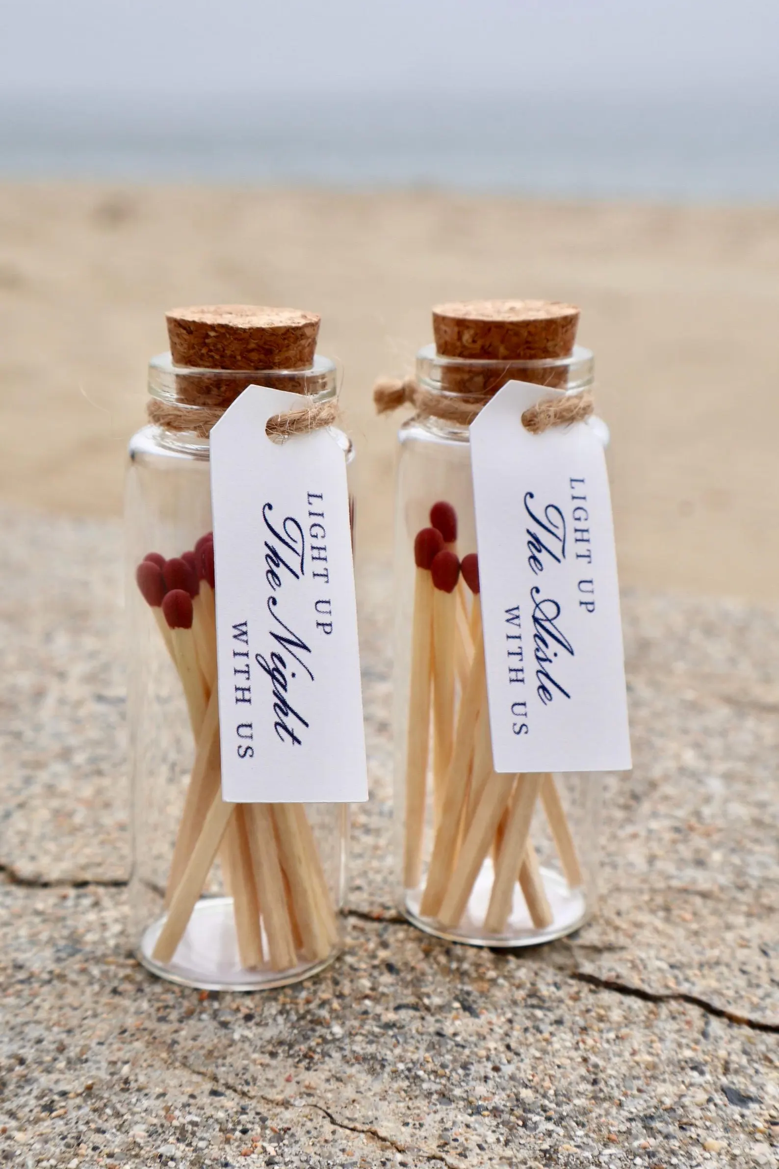 Matches in a Bottle — handcrafted Wedding Favors for coastal & beach weddings by Shoreline Bride, Boston MA