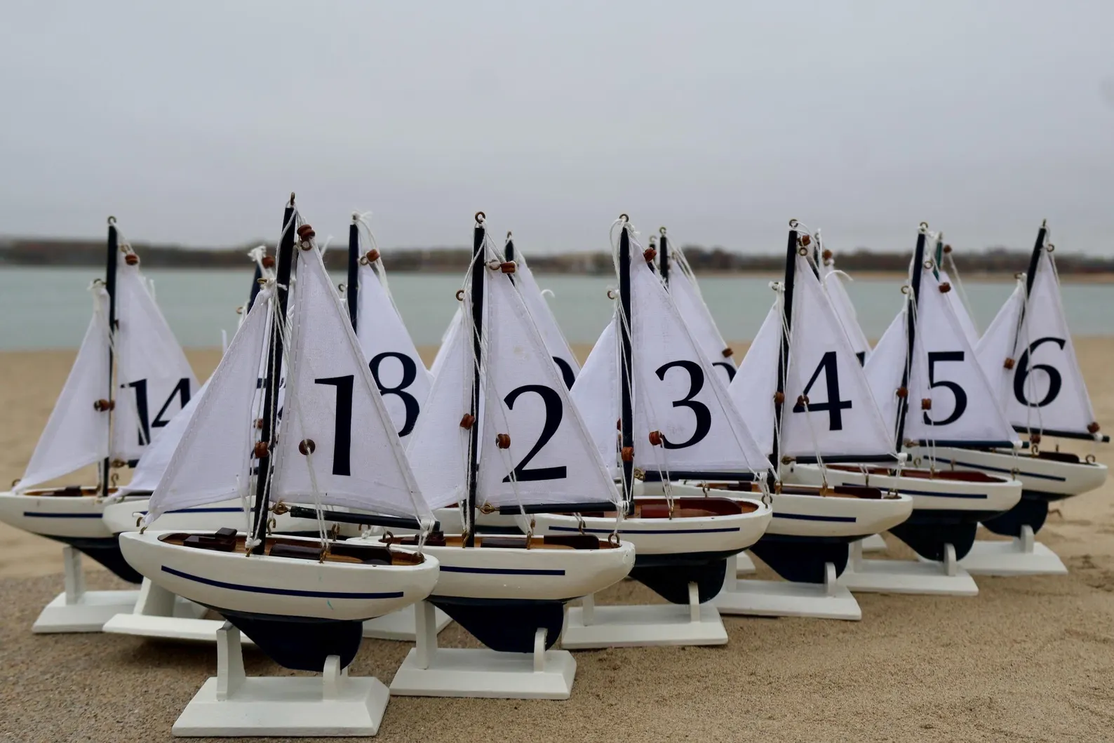 Sailboat Table Numbers — handcrafted Table Numbers for coastal & beach weddings by Shoreline Bride, Boston MA