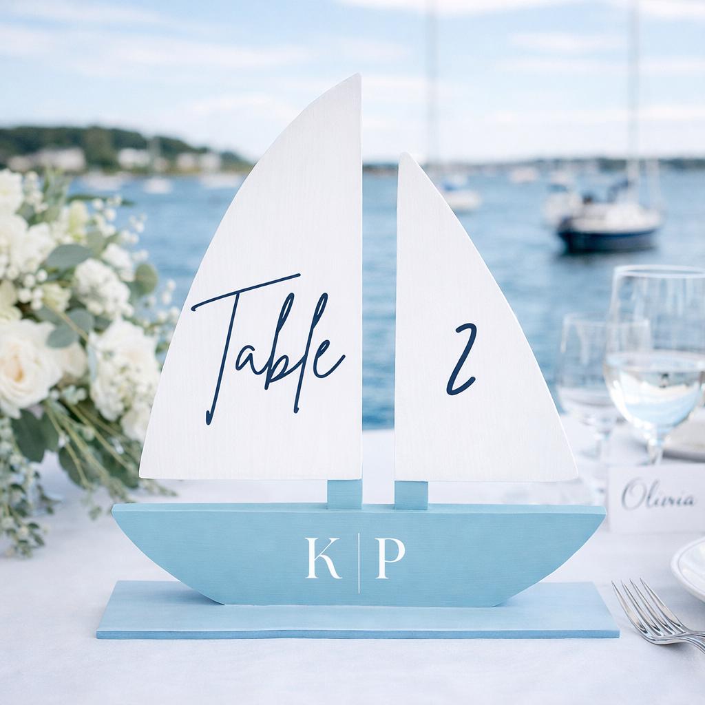 Hand-Painted Sailboat Table Numbers — view 3