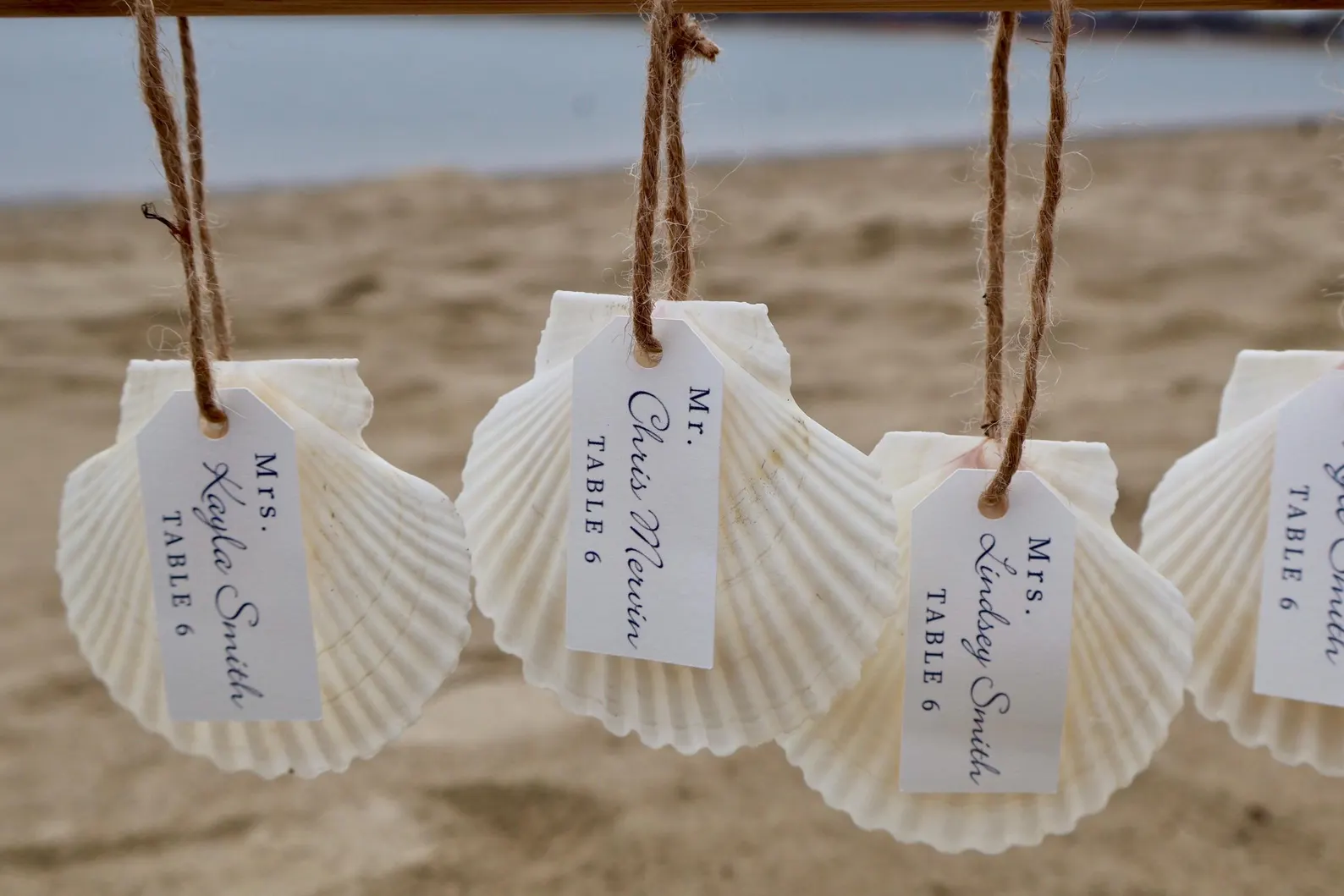 Scallop Seashell Seating Chart — handcrafted Seating Charts for coastal & beach weddings by Shoreline Bride, Boston MA